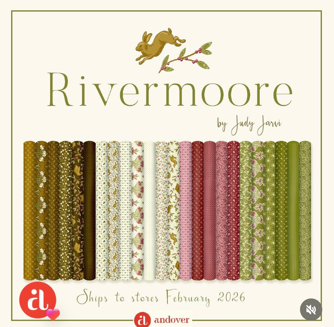 Rivermoore by Judy Jarvi for Andover Fabric 10 inch squares