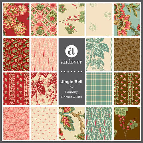 Jingle Bells by Laundry Basket Quilts for Andover Fabric  (10" Layer Cake) 10-JING-42
