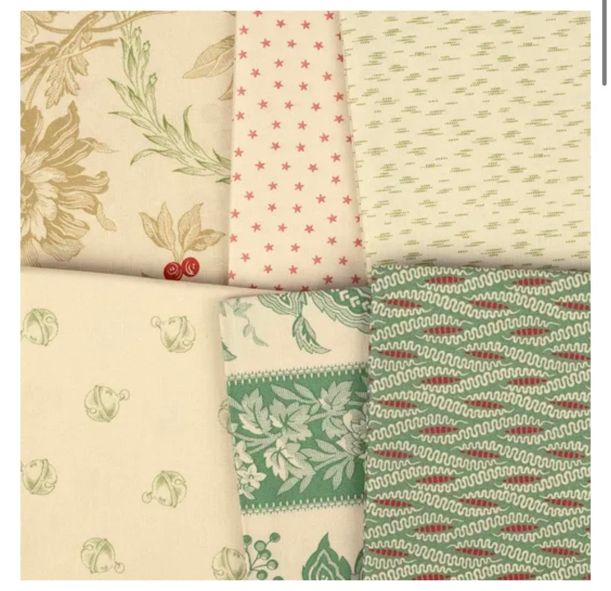 Jingle Bells by Laundry Basket Quilts for Andover Fabric  (10" Layer Cake) 10-JING-42