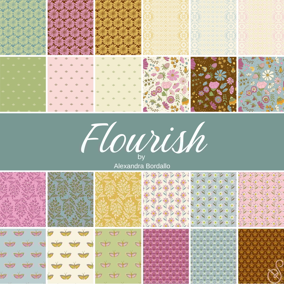 Flourish 10 inch stacker by Alexandra Bordallo for Andover Fabrics